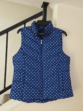 Lands' End Royal Blue Polka Dot Quilted Vest Size M